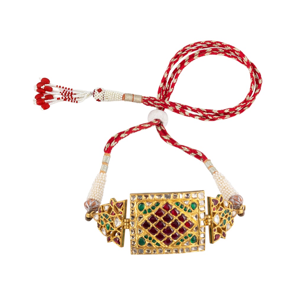 Regal Bajuband with Red-Green Talaf & Uncut Diamond Polki
